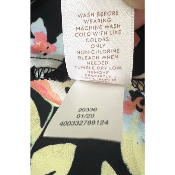 LC Lauren Conrad Women Pleat Neck Blouse Plus Size XXL Black Multicolor Floral - Picture 10 of 11